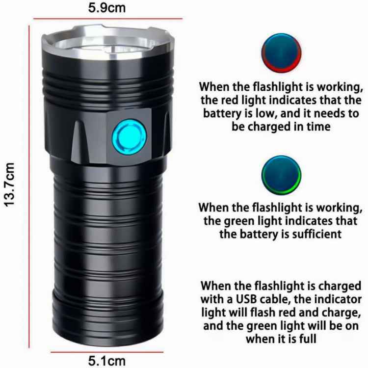 3 Gears, K18MAX 18xT6, Luminous Flux: 5400lm LED Flashlight, Without Battery
