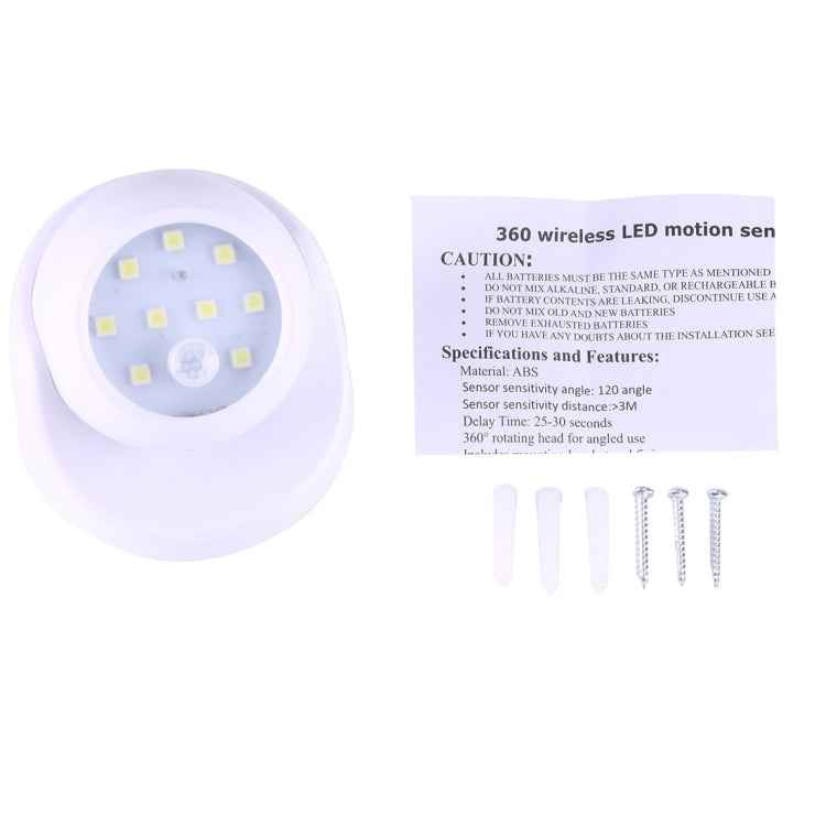 9 LEDs 240 LM 6000K 360 Degrees Rotation Wireless Motion Sensor Wardrobe Light / Night Light / Wall Lamp for bedroom, living room, bathroom, aisle