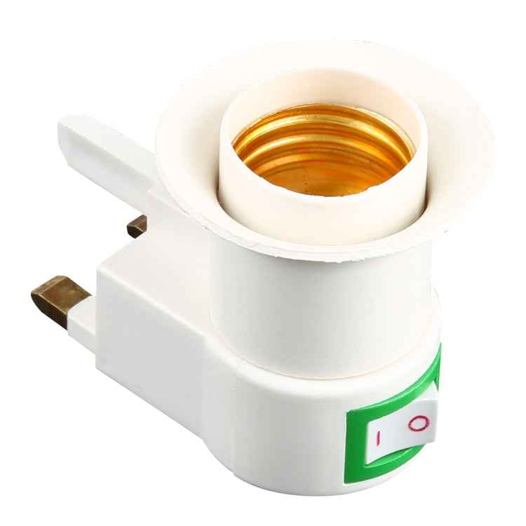 E27 Socket Type Light Holder Base Lamp Holder Converter with Switch, UK Plug