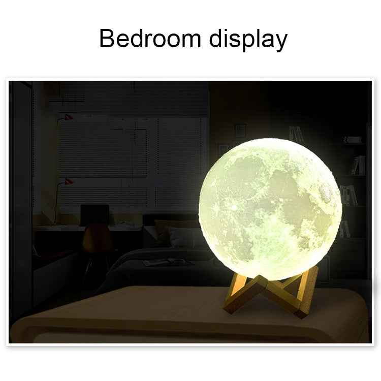 USB Charging LED Energy-saving Night Light with Wooden Holder Base, Touch 2-color(15cm)