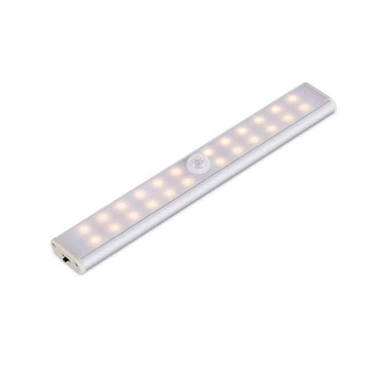 2W 24 LEDs Warm White Wide Screen Intelligent Human Body Sensor Light LED Corridor Cabinet Light, USB Charging Version