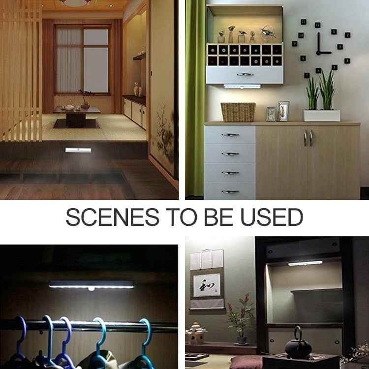 2W 10 LEDs Warm White Light Wide Screen Intelligent Human Body Sensor Light LED Corridor Cabinet Light, Battery Version