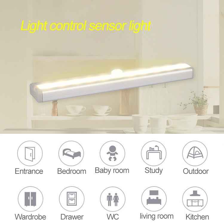 1.8W 10 LEDs White Light Wide Screen Intelligent Human Body Sensor Light LED Corridor Cabinet Light, Battery Version