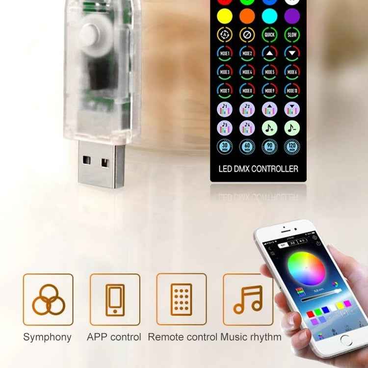 Christmas Decoration USB Copper Wire String Light Remote Controller & Bluetooth Mobile APP Control, Length: 5m 50 LEDs