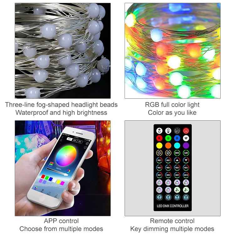 Christmas Decoration USB Copper Wire String Light Remote Controller & Bluetooth Mobile APP Control, Length: 20m 200 LEDs