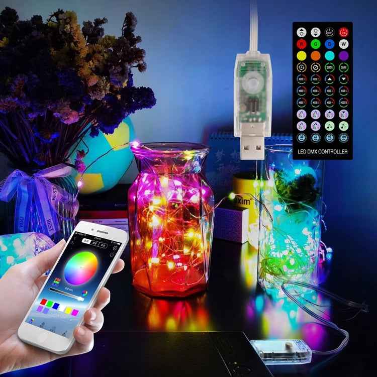 Christmas Decoration USB Copper Wire String Light Remote Controller & Bluetooth Mobile APP Control, Length: 20m 200 LEDs