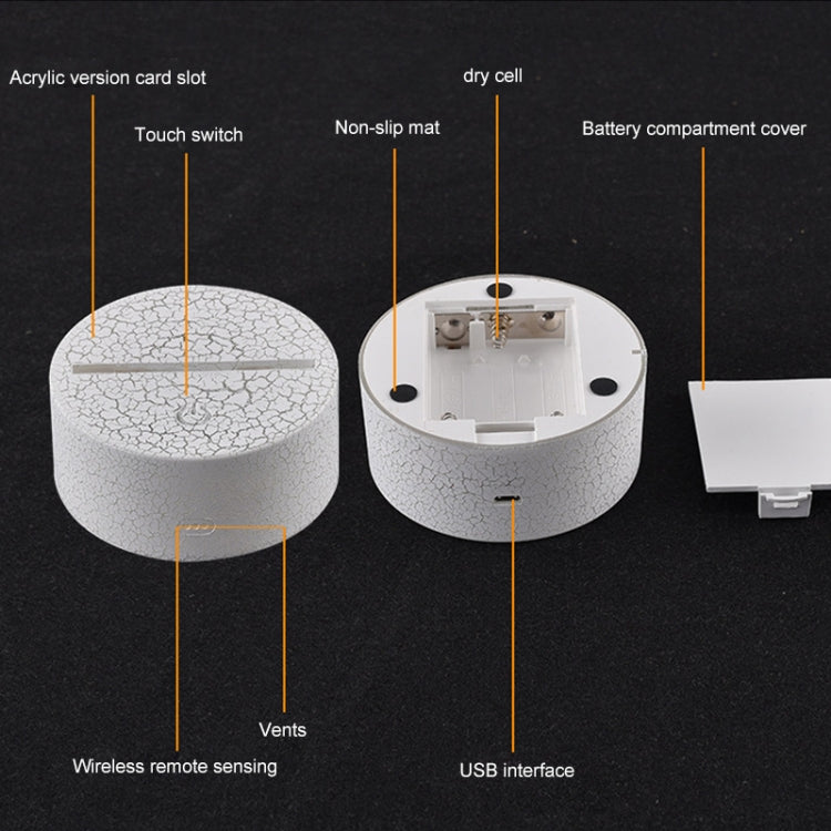 Spaceship Shape Creative Crack Touch Dimming 3D Colorful Decorative Night Light with Remote Control, Spaceship Shape