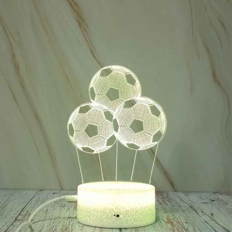 Three Footballs Shape Creative Crack Touch Dimming 3D Colorful Decorative Night Light