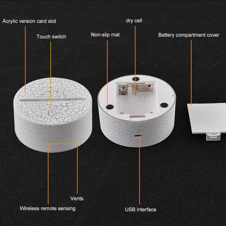 Three Footballs Shape Creative Crack Touch Dimming 3D Colorful Decorative Night Light