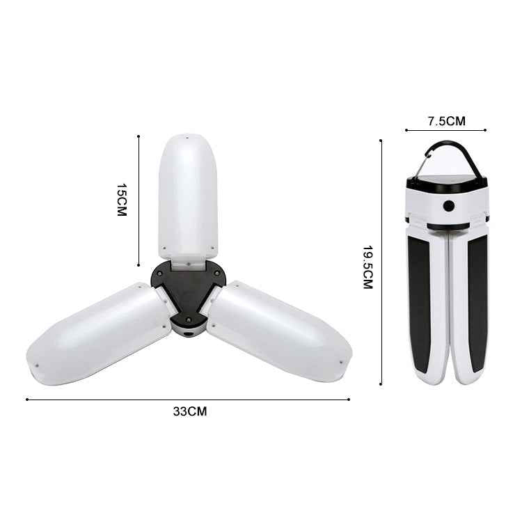 Multifunctional Solar USB Charging 60 LED Trefoil Camping Lamp Outdoor Tent Portable Lamp Flashlight Emergency Light Bulb Light, Style: Solar