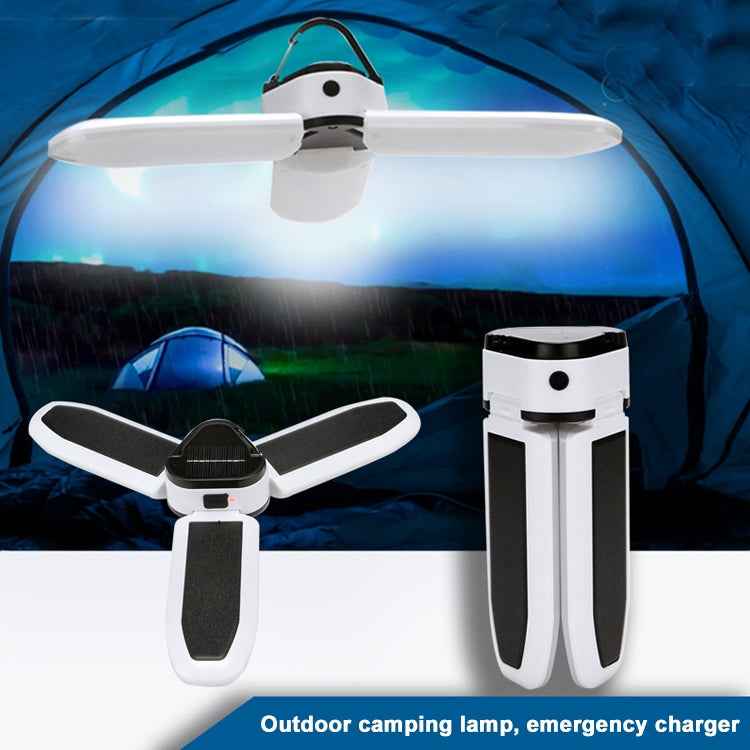 Multifunctional Solar USB Charging 60 LED Trefoil Camping Lamp Outdoor Tent Portable Lamp Flashlight Emergency Light Bulb Light, Style: Solar