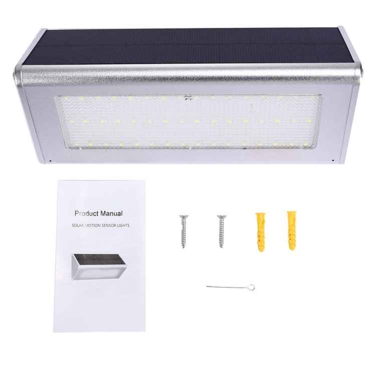 800 LM 48 LEDs SMD 2835 Sensor Triangle Energy Saving Wall Light with Solar Panel and Hidden Switch for Garden / Courtyard / Outdoor Camping(Silver)