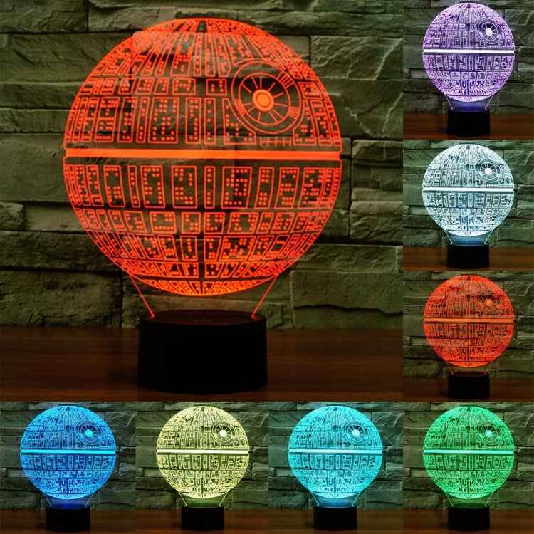 7 Colour Discoloration Creative Visual Stereo Lamp Desk Lamp Night Light, Death Star Style