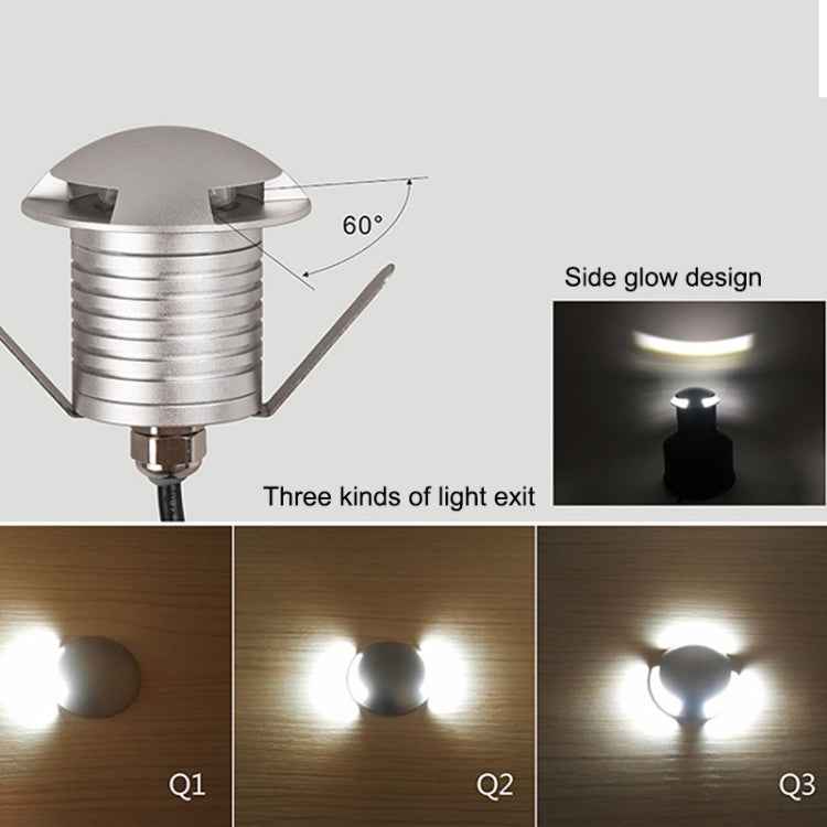 3W LED Embedded Polarized Buried Lamp IP67 Waterproof Turtle Shell Lamp Outdoor Garden Lawn Lamp, Warm Light 3000K Q3 Three-way Light