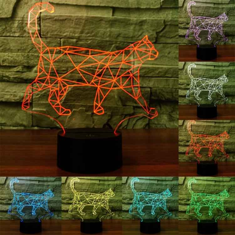 7 Colour Discoloration Creative Visual Stereo Lamp Desk Lamp Night Light, Walking Cat Shape