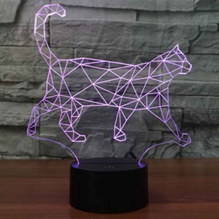 7 Colour Discoloration Creative Visual Stereo Lamp Desk Lamp Night Light, Walking Cat Shape
