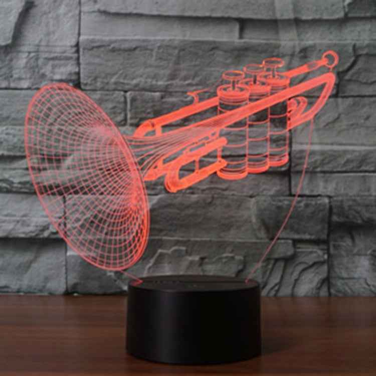 7 Colour Discoloration Creative Visual Stereo Lamp Desk Lamp Night Light, Trumpet Shape