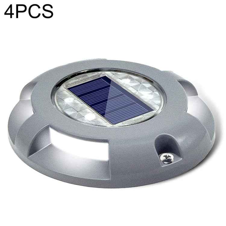 4 PCS LED Solar Powered Embedded Ground Lamp IP68 Waterproof Outdoor Garden Lawn Lamp