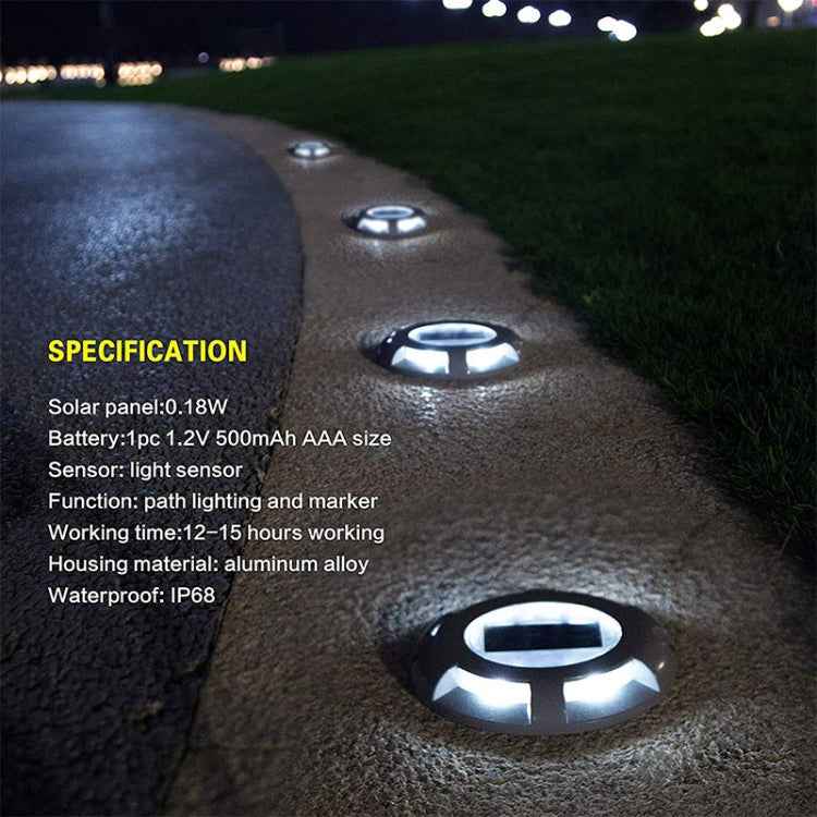 4 PCS LED Solar Powered Embedded Ground Lamp IP68 Waterproof Outdoor Garden Lawn Lamp