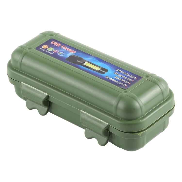 A1 USB Charging Waterproof Fixed Focus XPE + COB Flashlight with 3-Modes & Storage Box