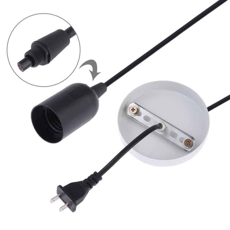 E27 Wire Cap Lamp Holder Chandelier Power Socket with Base & 1.5m Extension Cable, US Plug