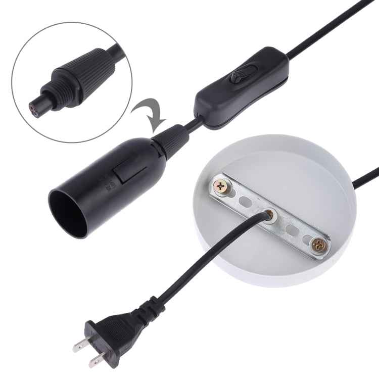 E14 Wire Cap Lamp Holder Chandelier Power Socket with Switch & Base & 1.5m Extension Cable, US Plug