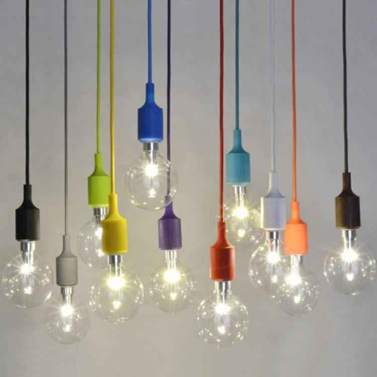 E27 Lamp Holder DIY Ceiling Chandelier Light Bulbs Screw Silicone Base Socket, Cable Length: 1m