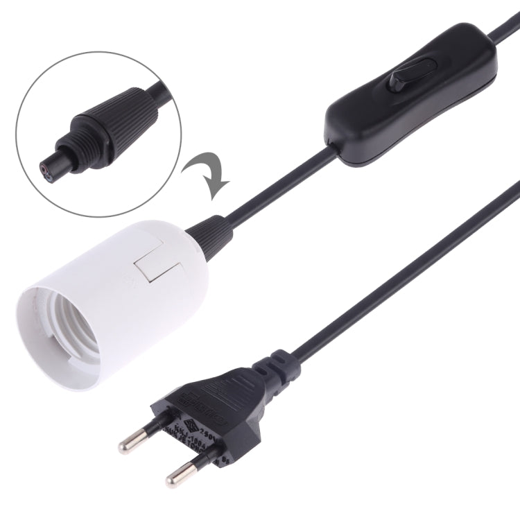 E27 Wire Cap Switch Lamp Holder Chandelier Power Socket with 1.2m Extension Cable, Small UK Plug