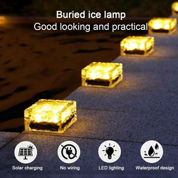 Solar Powered Square Tempered Glass Outdoor LED Buried Light Garden Decoration Lamp IP55 Waterproof,Size: 7 x 7 x 5cm