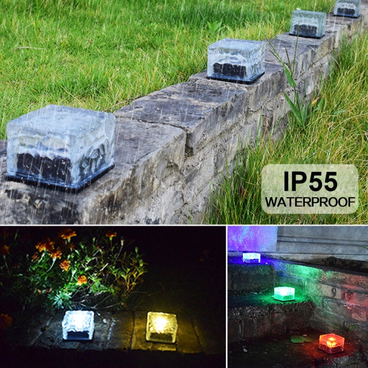 Solar Powered Square Tempered Glass Outdoor LED Buried Light Garden Decoration Lamp IP55 Waterproof,Size: 10 x 10 x 5.2cm, 10 x 10 x 5.2cm