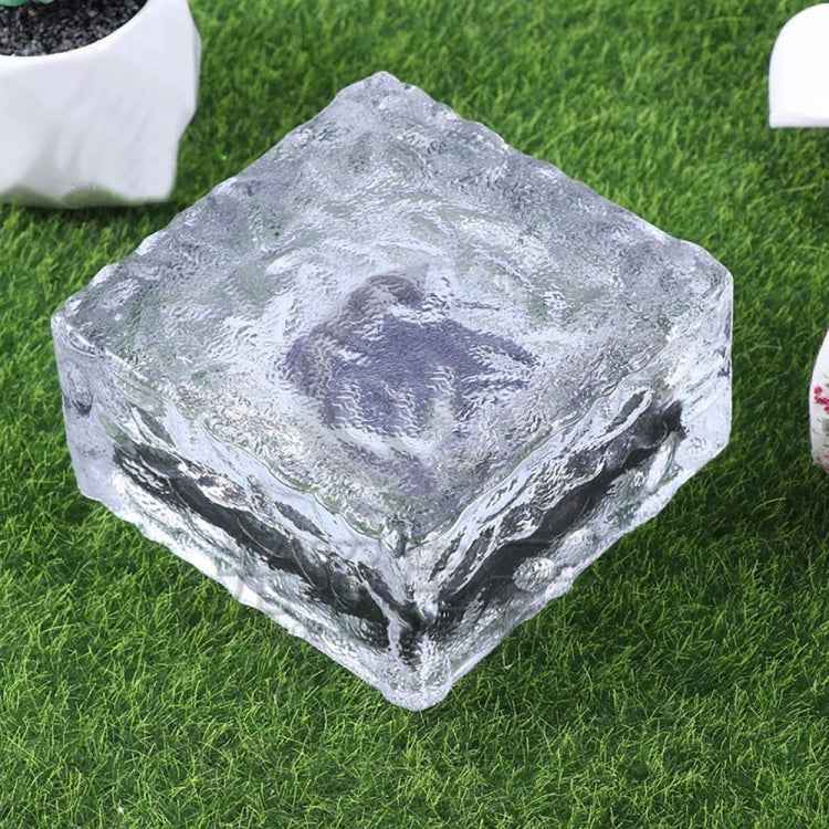 Solar Powered Square Tempered Glass Outdoor LED Buried Light Garden Decoration Lamp IP55 Waterproof,Size: 10 x 10 x 5.2cm