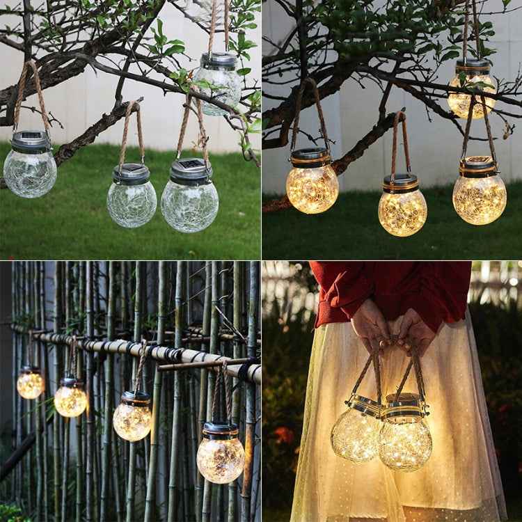 Solar Energy Glass Bottle Pendent Lamp IP55 Waterproof Outdoor Garden Decoration Light
