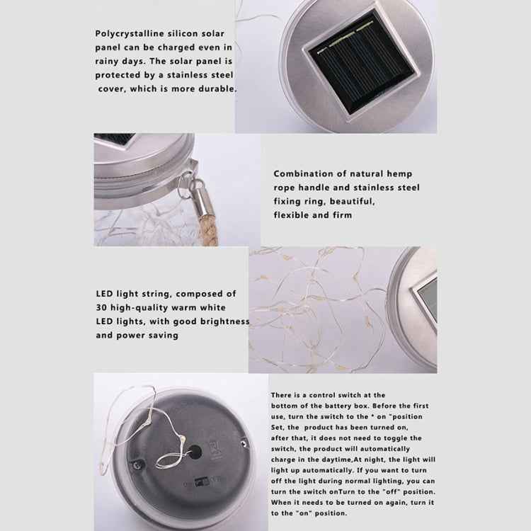 Solar Energy Glass Bottle Pendent Lamp IP55 Waterproof Outdoor Garden Decoration Light