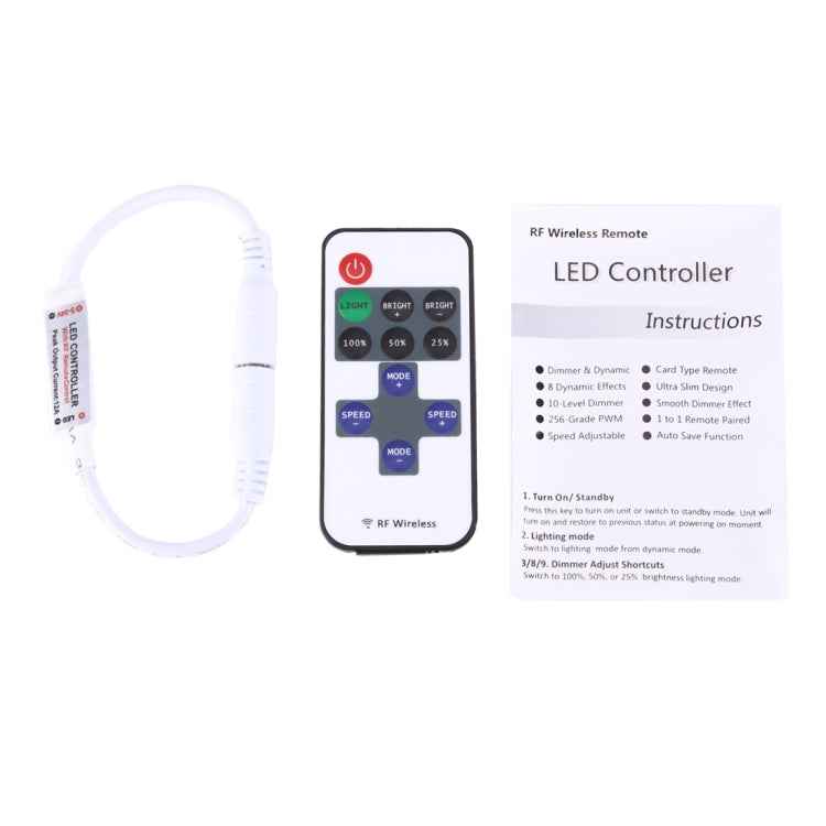 Mini Single Color LED Controller with 11 Keys RF Remote Control, DC 5-24V(White)
