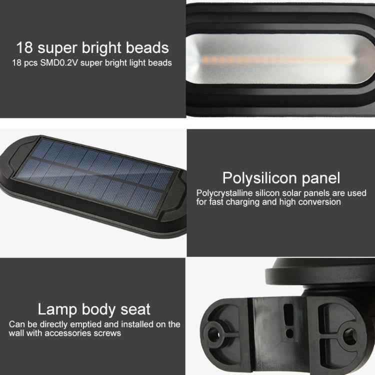 18 LEDs 600LM IP65 Waterproof Solar Powered Garden Lamp Body Induction Light Street Lamp