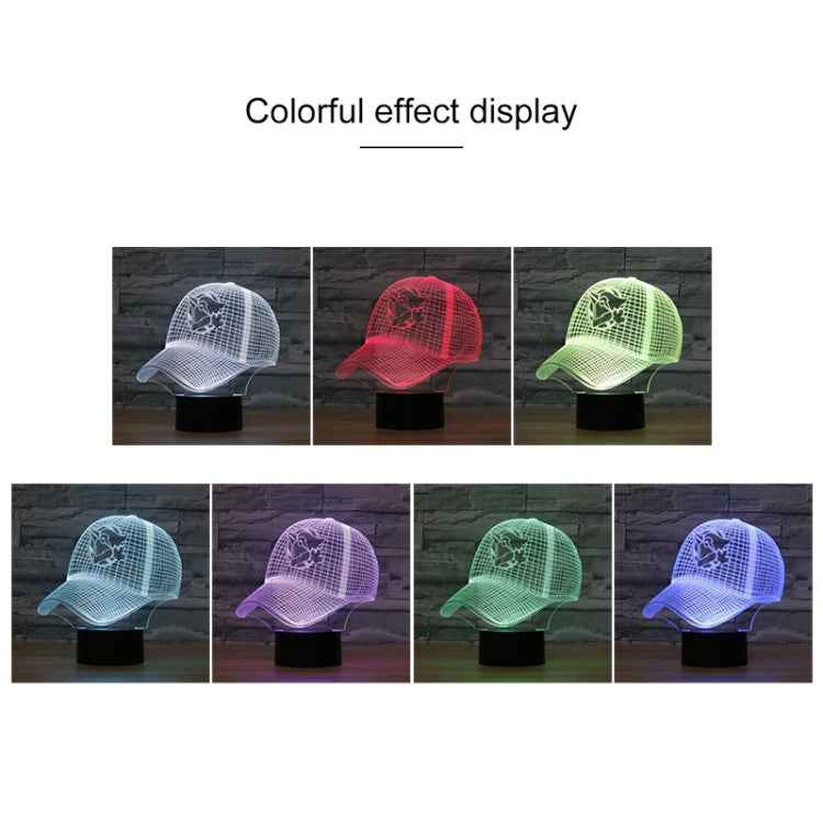 Baseball Cap Shape 3D Colorful LED Vision Light Table Lamp, 16 Colors Remote Control Version