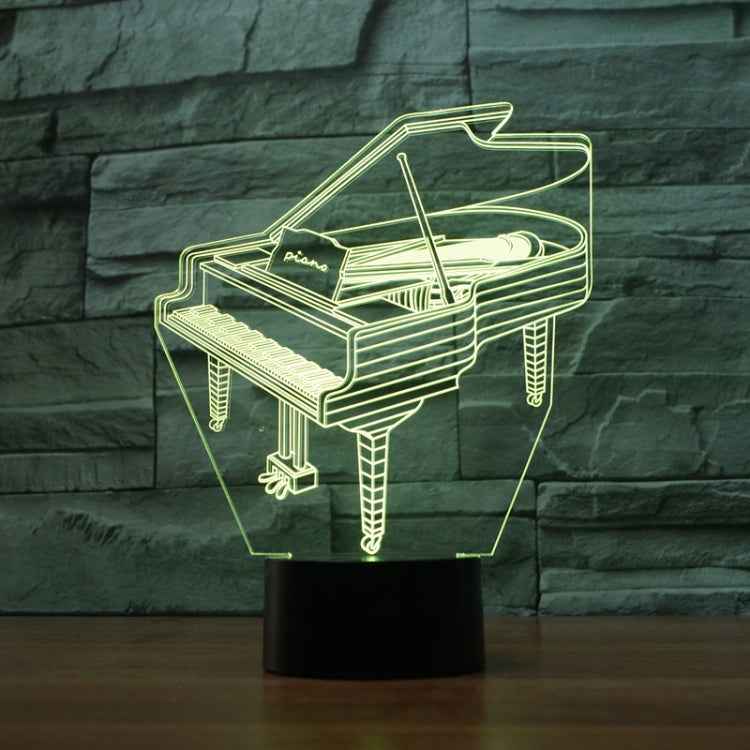 Piano Shape 3D Colorful LED Vision Light Table Lamp, 16 Colors Remote Control Version