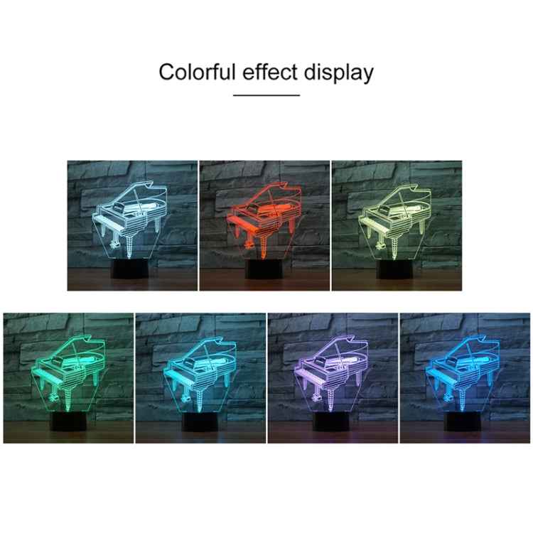 Piano Shape 3D Colorful LED Vision Light Table Lamp, 16 Colors Remote Control Version