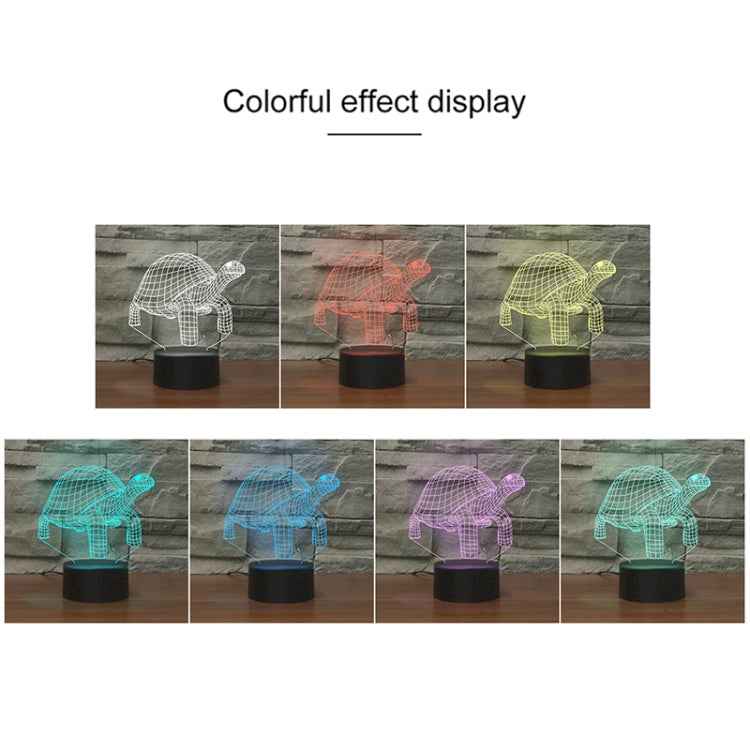 Tortoise Black Base Creative 3D LED Decorative Night Light, Powered by USB and Battery