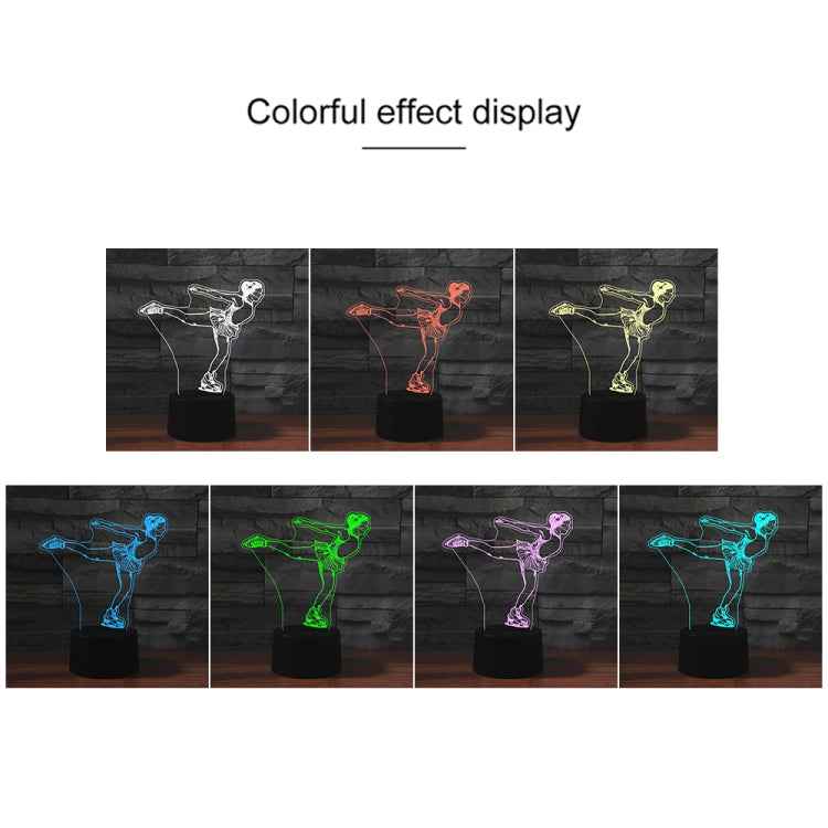 Ice Skating Black Base Creative 3D LED Decorative Night Light, Powered by USB and Battery