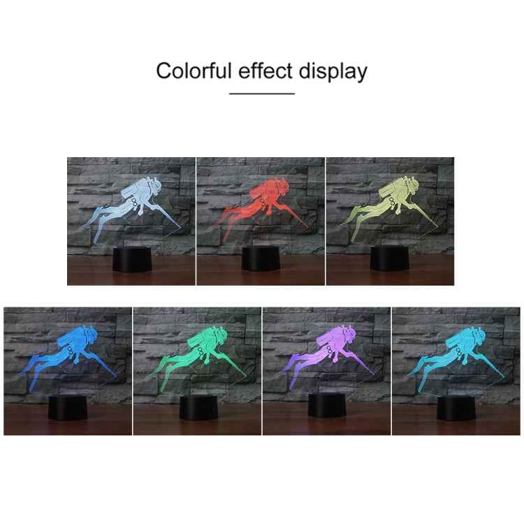 Diving Black Base Creative 3D LED Decorative Night Light, Powered by USB and Battery