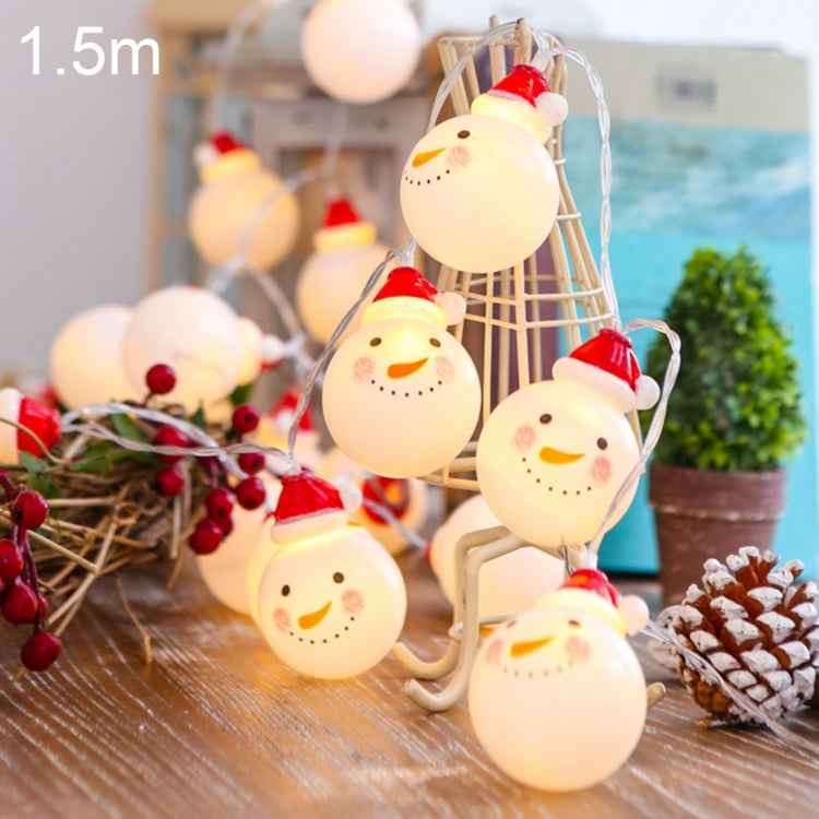 10 LEDs 2 x AA Batteries Box Powered Warm Fairy Decorative Lamp for Christmas, Party, Bedroom, 1.5m Snowman Warm White