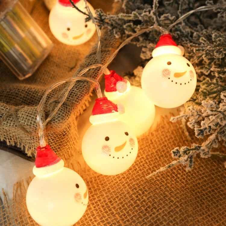 10 LEDs 2 x AA Batteries Box Powered Warm Fairy Decorative Lamp for Christmas, Party, Bedroom, 1.5m Snowman Warm White