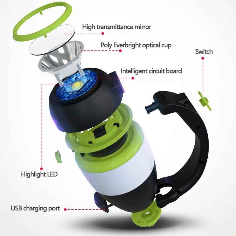 L001 5W USB Charging Hand-held LED Camping Lamp with Power Bank Function(Green)