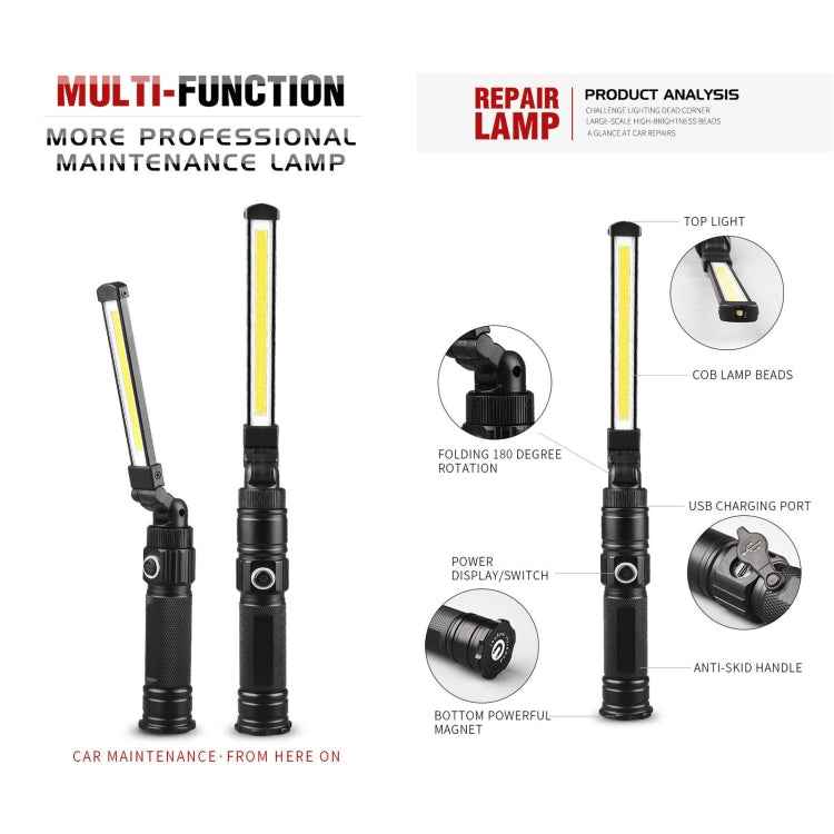 W552 280LM USB Rechargeable Folding Mobile Handheld Work Emergency Light, Size: 13.5 x 3.8cm