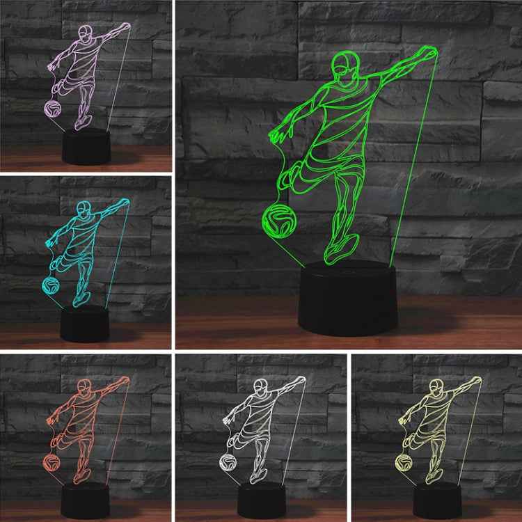 Playing Football Shape 3D Colorful LED Vision Light Table Lamp, USB & Battery Version