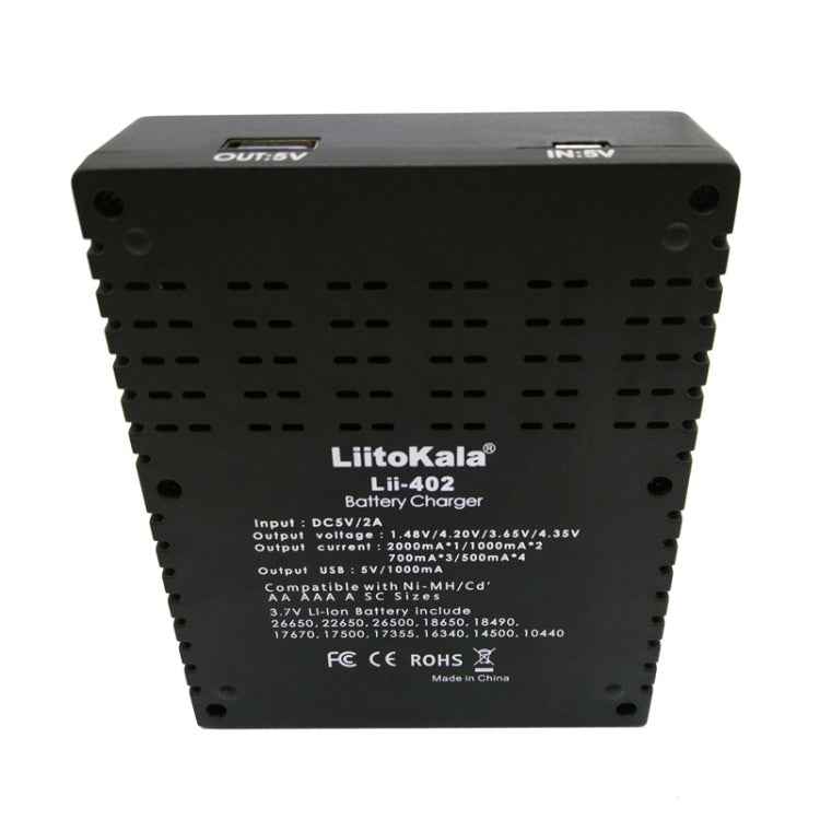 LiitoKala lii-402 4 In 1 Lithium Battery Charger for Li-ion IMR 18650, 18490, 18350, 17670, 17500, 16340(RCR123), 14500, 10440