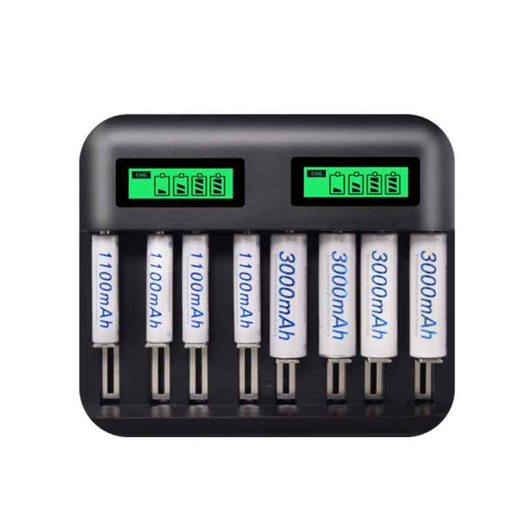 5V 2A USB 8 Slot Battery Charger for AA & AAA & C / D Battery, with LCD Display