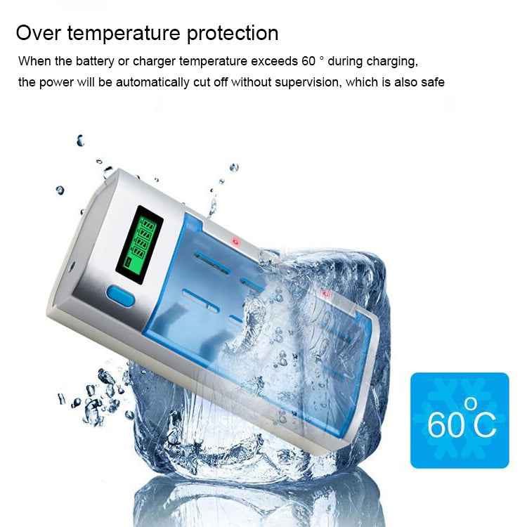 AC 100-240V 4 Slot Battery Charger for AA & AAA & C / D Size Battery, with LCD Display, AU Plug