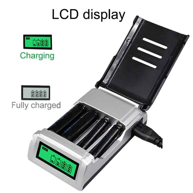 AC 100-240V 4 Slot Battery Charger for AA & AAA Battery, with LCD Display, AU Plug